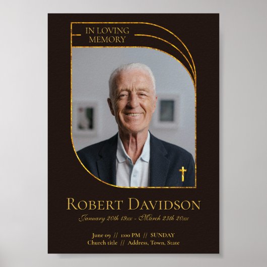 Digitale rouwadvertentie donkerbruin poster (Voorkant)