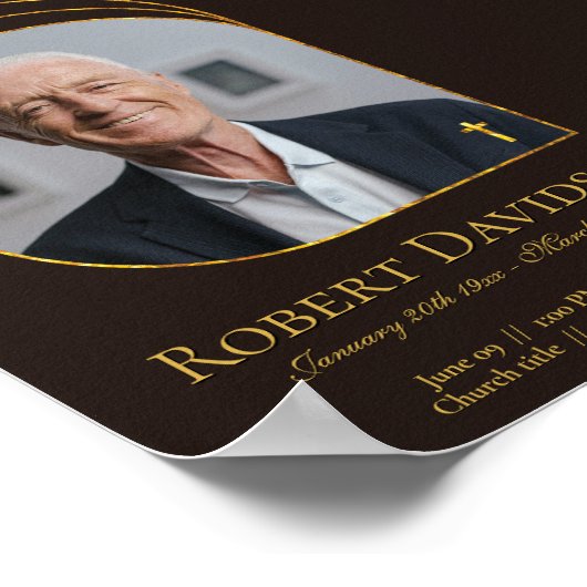 Digitale rouwadvertentie donkerbruin poster (Hoek)