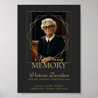 Digitale rouwadvertentie donkergrijs poster