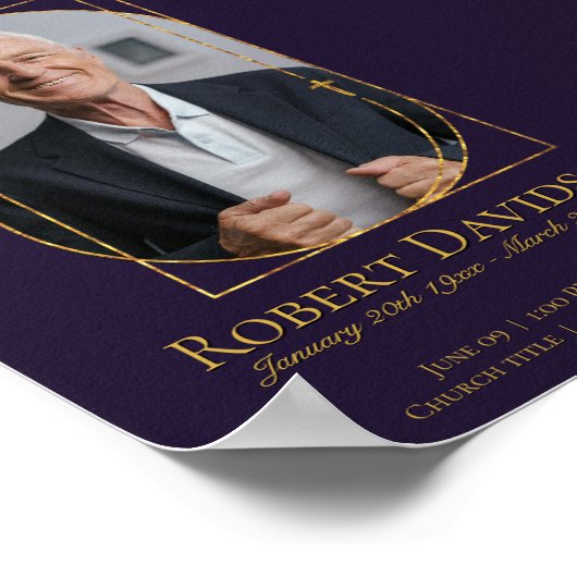 Digitale rouwadvertentie donkerpaars poster (Hoek)