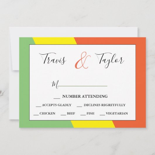 DIGITALE RSVP Bruiloft Heldere Zomerkleuren Kaart (Achterkant)