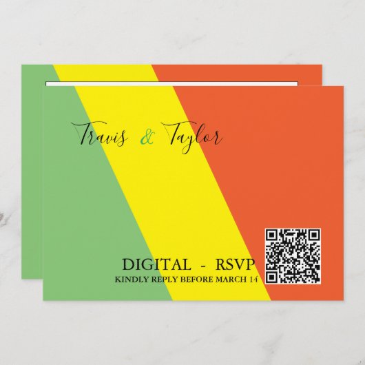 DIGITALE RSVP Bruiloft Heldere Zomerkleuren Kaart (Voorkant / Achterkant)