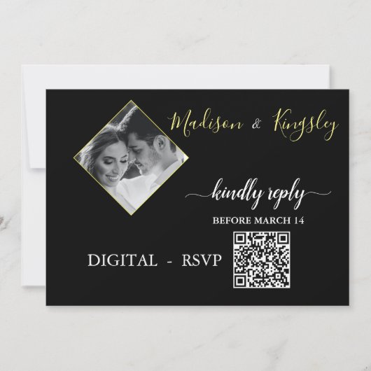 DIGITALE RSVP Edgy Zwart Foto Monogram Fab KAART (Voorkant)