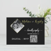 DIGITALE RSVP Edgy Zwart Foto Monogram Fab KAART (Staand voorkant)