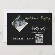 DIGITALE RSVP Edgy Zwart Foto Monogram Fab KAART