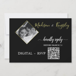 DIGITALE RSVP Edgy Zwart Foto Monogram Fab KAART