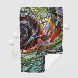 Digitale ruïnes textuur over rood tot geel verloop golfhanddoek