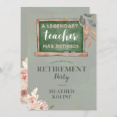 Digitale rustieke leraar pensioen partij Sjabloon Kaart (Voorkant / Achterkant)