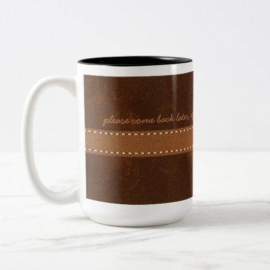 Digitale ruwe Huid bruine lederen kraan Tweekleurige Koffiemok (Links)