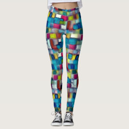Digitale ruwe textuur in zeer gekleurde vierkante  leggings