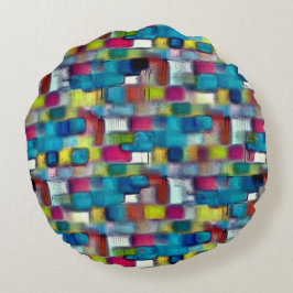 Digitale ruwe textuur in zeer gekleurde vierkante  rond kussen