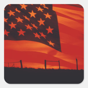 Digitale samenstelling van de Amerikaanse vlag Vierkante Sticker