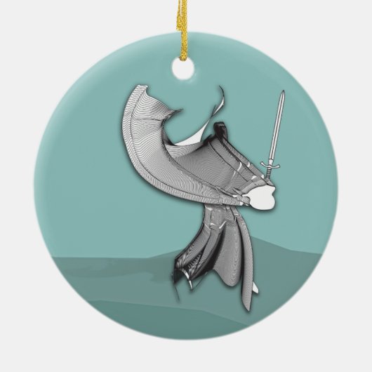 Digitale Samurai Keramisch Ornament (Achterkant)