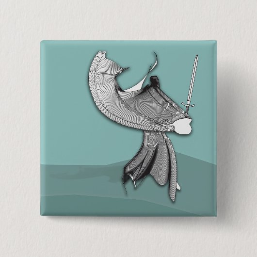 Digitale Samurai Vierkante Button 5,1 Cm (Voorkant)