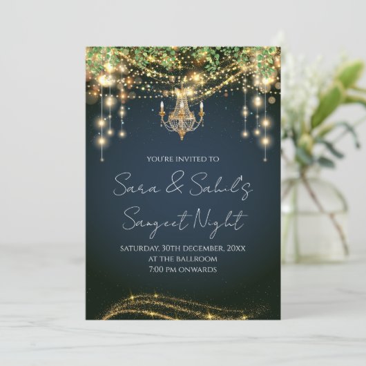 Digitale Sangeet uitnodigen & Indiase Sangeet uitn Kaart (Staand voorkant)