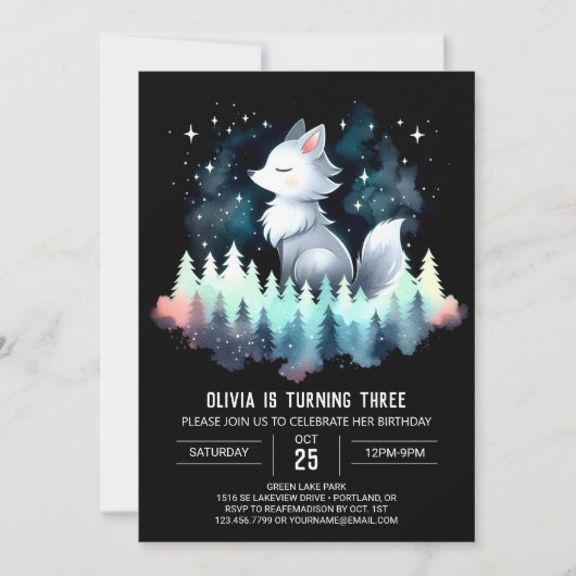 Digitale Schattigee Wolf Verjaardag Kaart (Voorkant)