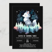 Digitale Schattigee Wolf Verjaardag Kaart (Voorkant / Achterkant)