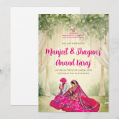 Digitale Sikh Trouwkaarten Punjabi uitnodigingen (Voorkant / Achterkant)