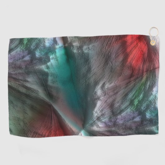 Digitale skerry in zilvergroene munt tot levendig  golfhanddoek (Horizontaal)