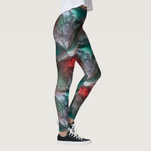 Digitale skerry in zilvergroene munt tot levendig leggings