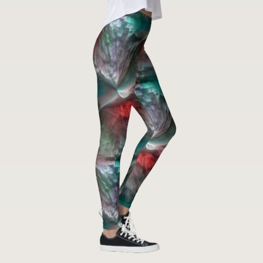 Digitale skerry in zilvergroene munt tot levendig  leggings (Rechts)