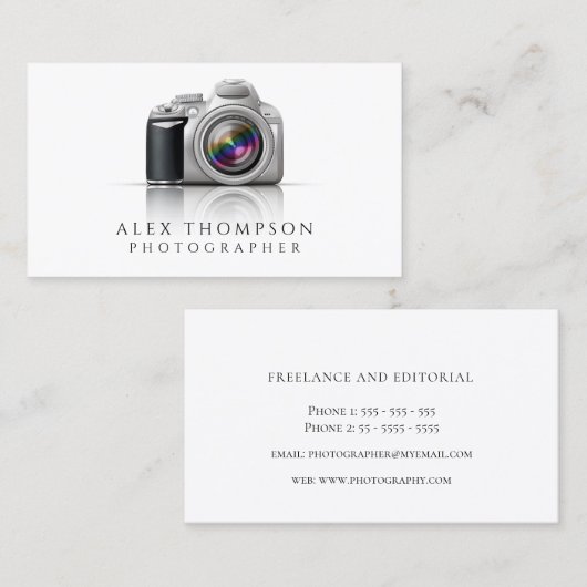 Digitale SLR Camera Professional-fotograaf Visitekaartje (Voorkant / Achterkant)
