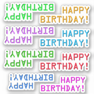 Digitale stijl "HAPPY BIRTHDAY!" Stickers