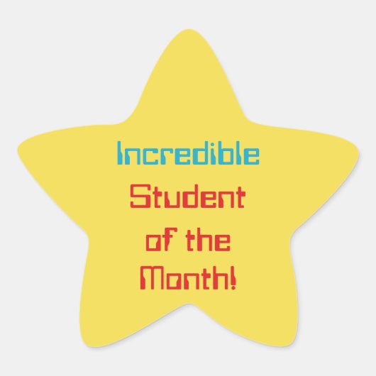 Digitale Stijl "Ongelooflijke Student van de Maand Ster Sticker (Voorkant)