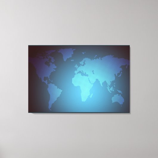 Digitale Stippen Wereldkaart Gradiënt Kunst Canvas Afdruk (Voorkant)