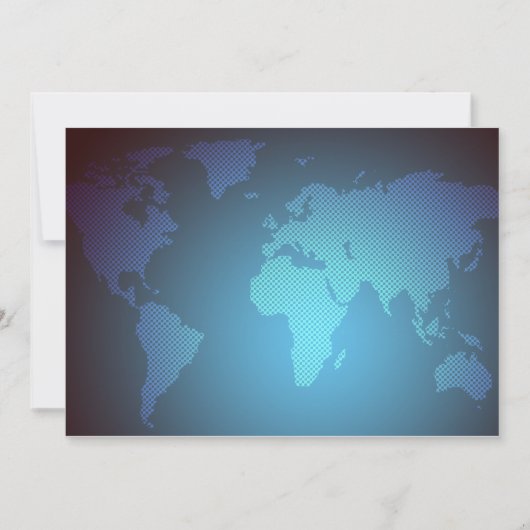 Digitale Stippen Wereldkaart Gradiënt Kunst Feestdagenkaart (Voorkant)
