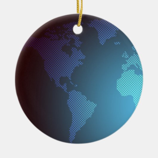 Digitale Stippen Wereldkaart Gradiënt Kunst Keramisch Ornament (Voorkant)