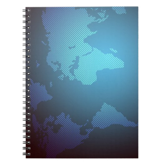 Digitale Stippen Wereldkaart Gradiënt Kunst Notitieboek (Voorkant)