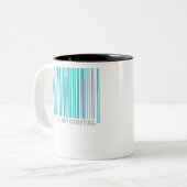 Digitale streepjescode team voor zenuwen tweekleurige koffiemok (Voorkant links)