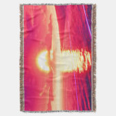 Digitale Synthwave Sunset Zee Reflectie Deken (Voorkant Verticaal)