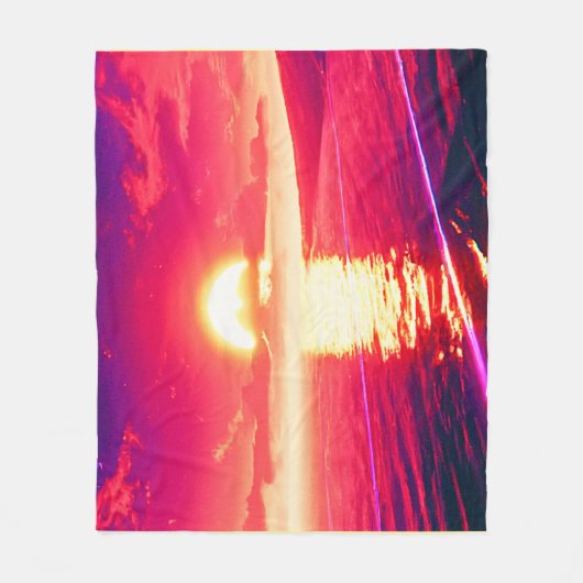 Digitale Synthwave Sunset Zee Reflectie Fleece Deken (Voorkant)