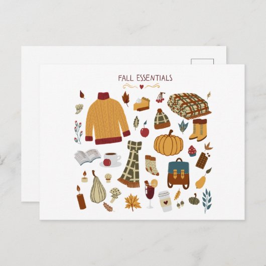 Digitale tekening herfst Essentials Briefkaart (Voorkant / Achterkant)