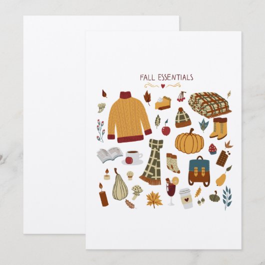 Digitale tekening herfst Essentials Notitiekaartje (Voorkant / Achterkant)