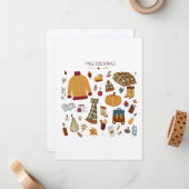 Digitale tekening herfst Essentials Notitiekaartje (Voorkant / Achterkant in situ)