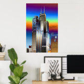 Digitale tekening Willis/Sears-toren in Chicago Poster (Thuiskantoor)