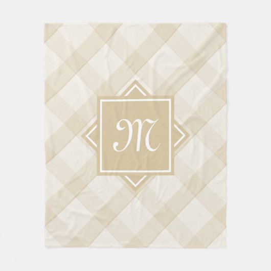 Digitale tin-plaat met modern diagonaal monogram fleece deken (Voorkant)