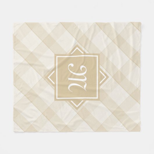 Digitale tin-plaat met modern diagonaal monogram fleece deken (Voorkant (Horizontaal))