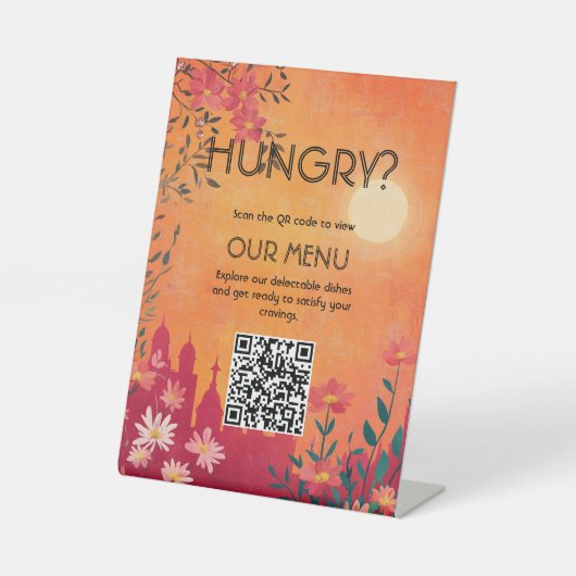 Digitale toegang Sunset Serenade Wedding Menu Reclamebord Met Voetstuk (Voorkant)