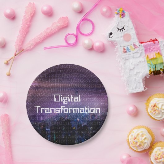 Digitale transformatie voor bedrijven papieren bordje (Feest)