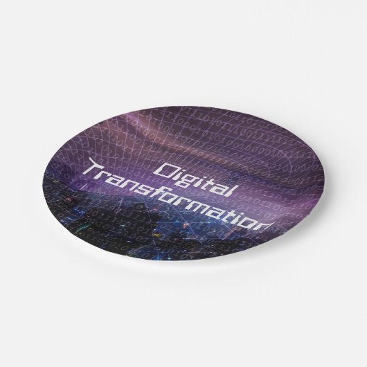 Digitale transformatie voor bedrijven papieren bordje (Gekanteld)