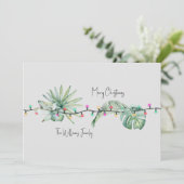 Digitale Tropische Foliage & Lights Kerst Kaart (Staand voorkant)