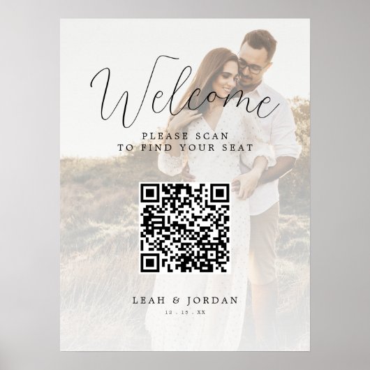 Digitale trouwfoto QR-code zitplaatskaart Poster (Voorkant)