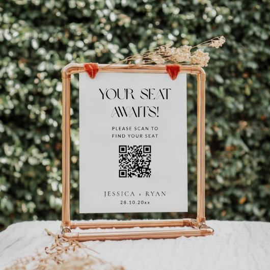 Digitale Trouwstoelenkaart met QR-codeteken Poster