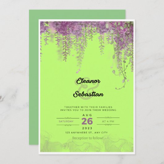 Digitale trouwuitnodiging kaart (Voorkant / Achterkant)