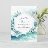 Digitale typografie Nautische bruiloft Save The Date (Staand voorkant)