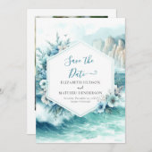 Digitale typografie Nautische bruiloft Save The Date (Voorkant / Achterkant)